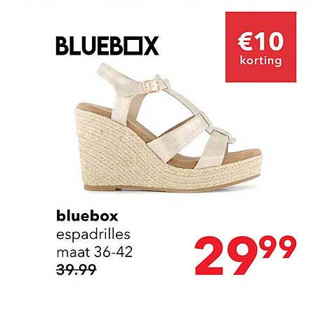 bluebox espadrilles maat 36-42 €10 korting