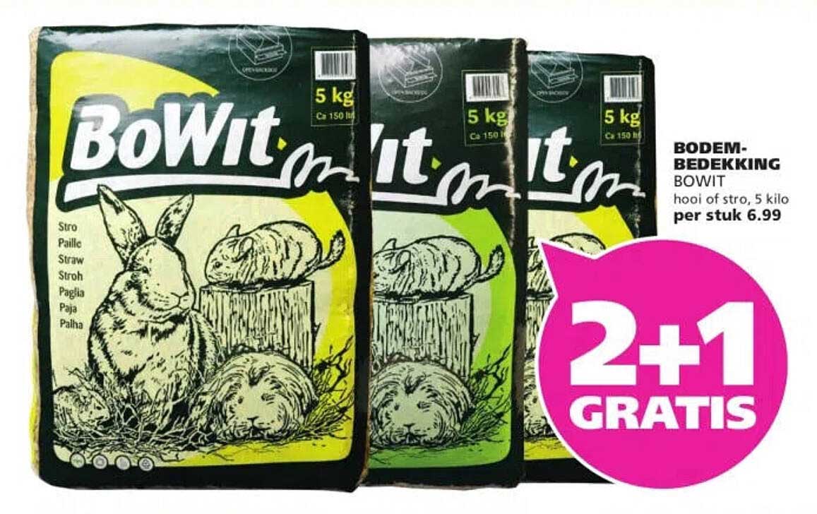 Bodem-bekekking Bowit hooi of stro, 5 kilo 2+1 gratis