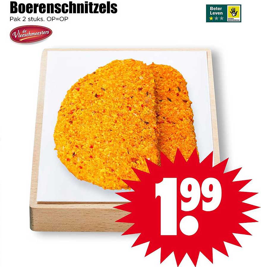 Boerenschnitzels Pak 2 stuks. OP=OP