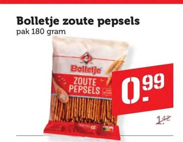 Bolletje zoute pepsels pak 180 gram