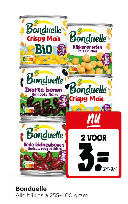 Bonduelle Alle blikjes à 255-400 gram 2 voor 3=