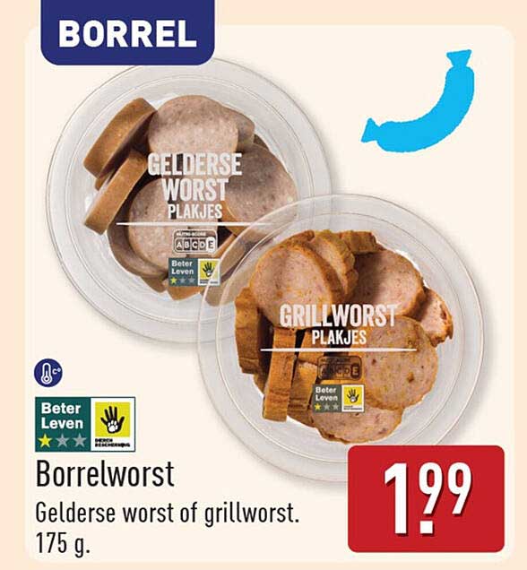 Borrelworst Gelderse worst of grillworst. 175 g.