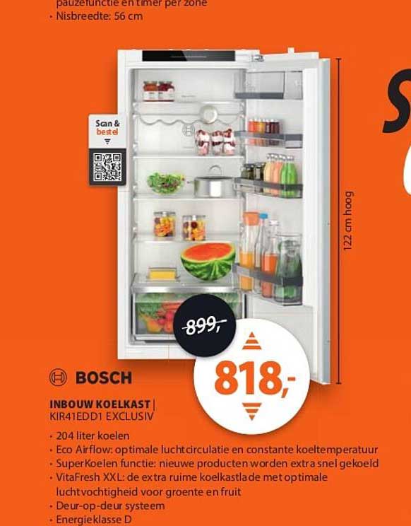 BOSCH INBOUW KOELKAST KIR41EDD1 EXCLUSIV
