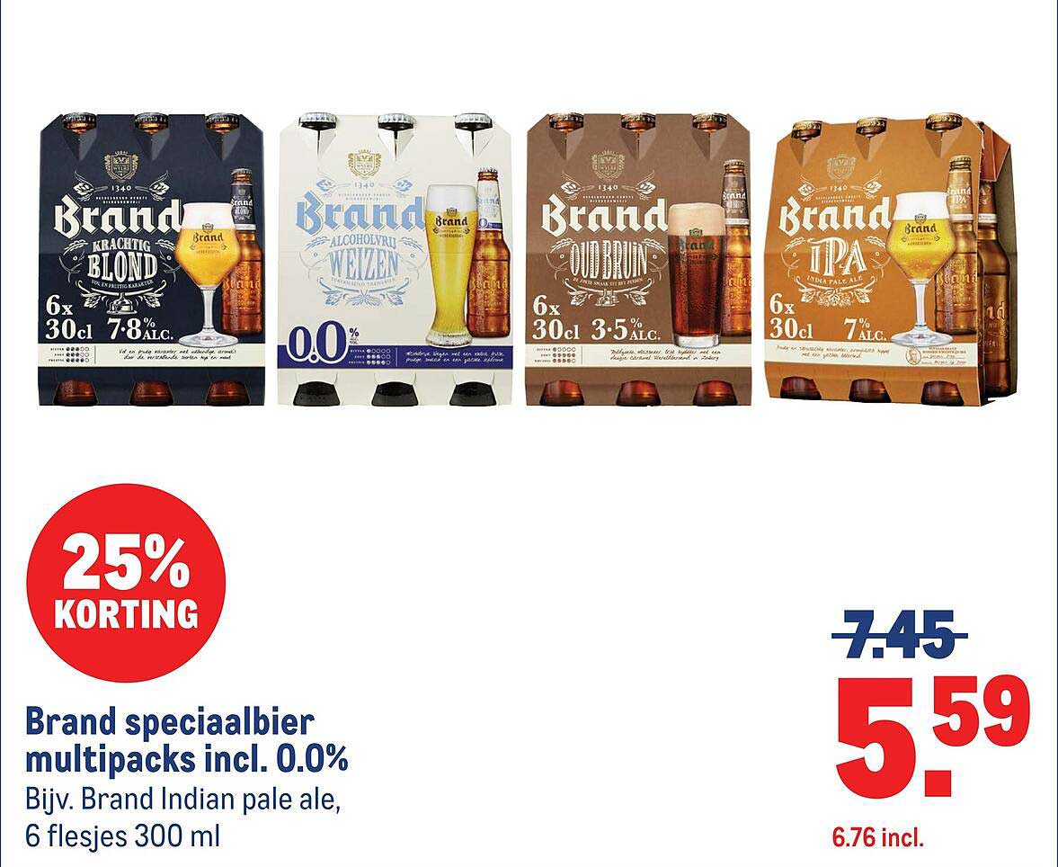 Brand speciaalbier multipacks incl. 0.0% Bijv. Brand Indian pale ale, 6 flesjes 300 ml 25% KORTING