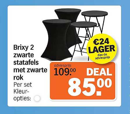Brixy 2 zwarte statafels met zwarte rok