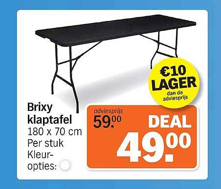 Brixy klaptafel 180 x 70 cm Per stuk Kleur-opties: