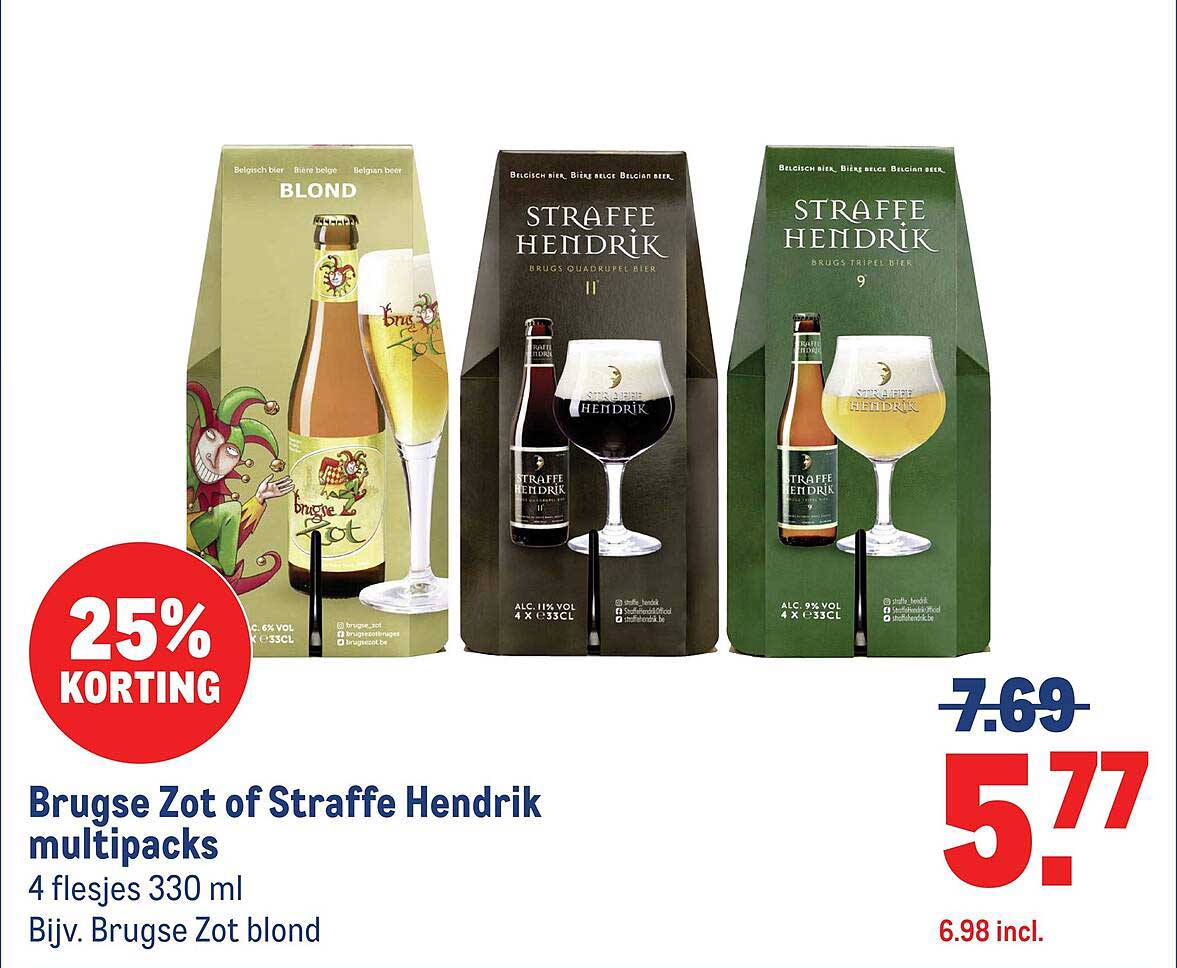 Brugse Zot of Straffe Hendrik multipacks 25% KORTING