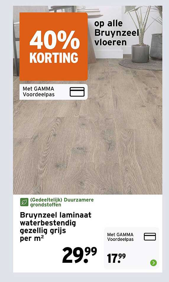 Bruynzeel laminaat waterbestendig gezellig grijs per m² 40% KORTING