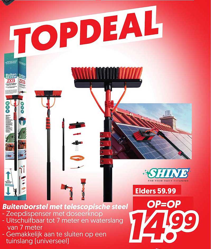 Buitenborstel met telescopische steel