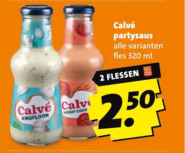 Calvé partysaus alle varianten fles 320 ml 2 FLESSEN