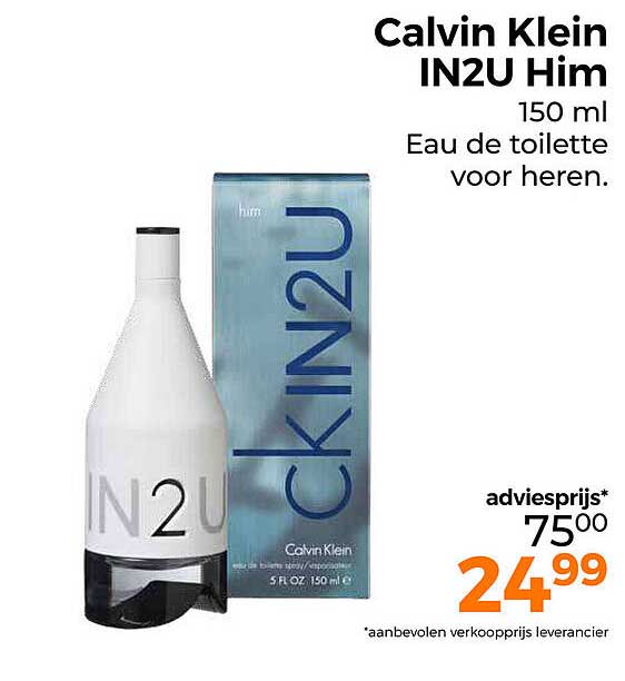 Calvin Klein IN2U Him 150 ml Eau de toilette voor heren.