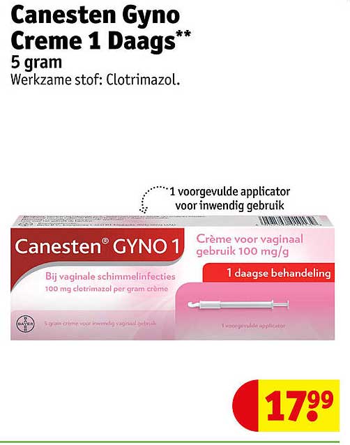Canesten Gyno Creme 1 Daags** 5 gram