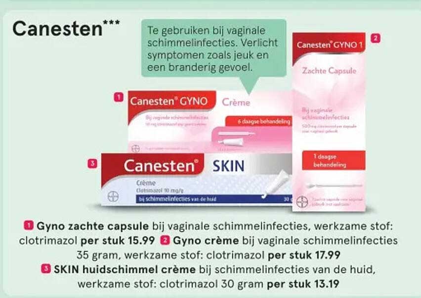 Canesten GYNO zachte capsule bij vaginale schimmelinfecties, werkzame stof: clotrimazol per stuk