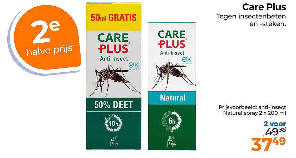 Care Plus Anti-Insect Natural spray 2 x 200 ml 2e halve prijs