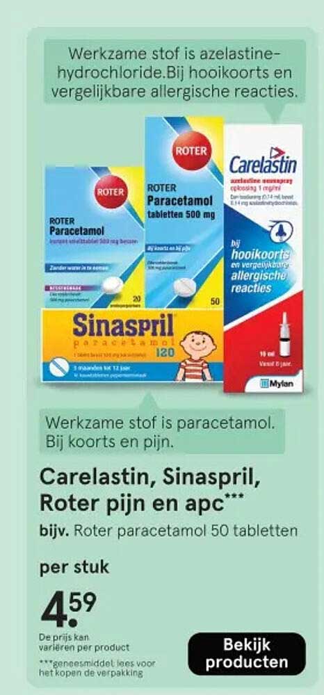 Carelastin, Sinaspril, Roter pijn en apc***