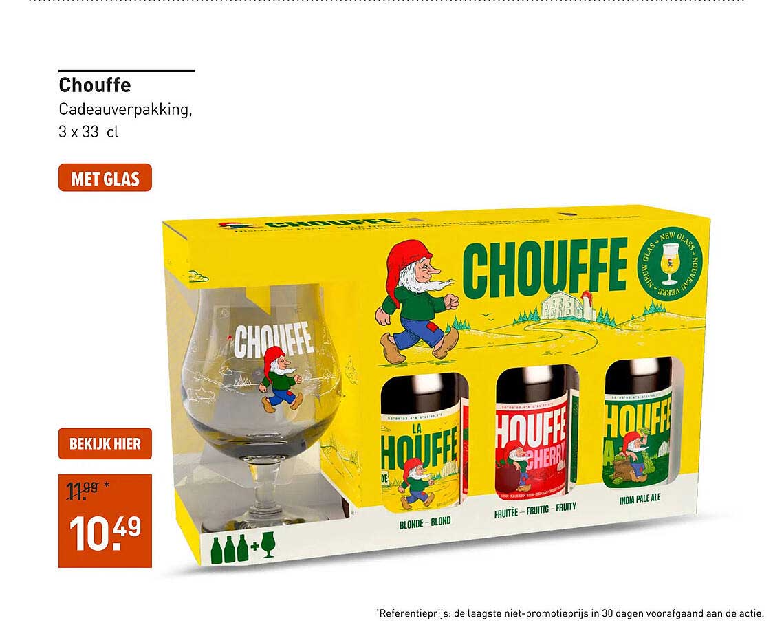 Chouffe Cadeauverpakking, 3 x 33 cl MET GLAS