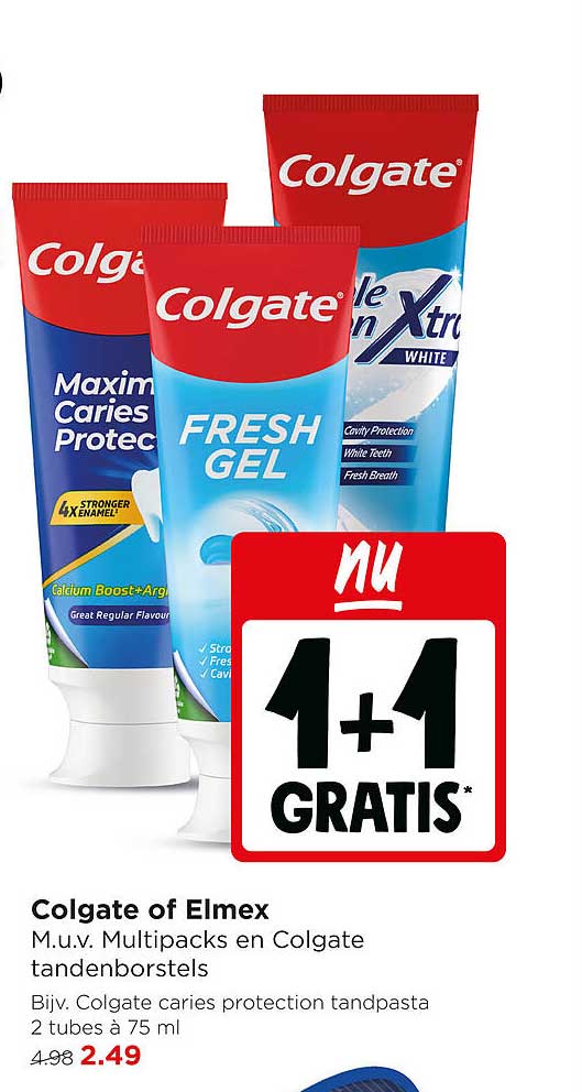 Colgate of Elmex - M.u.v. Multipacks en Colgate tandenborstels 1+1 gratis