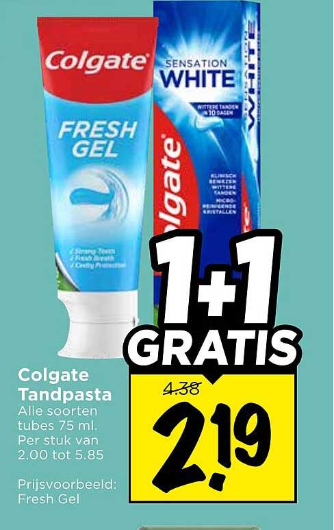 Colgate Tandpasta 1+1 gratis