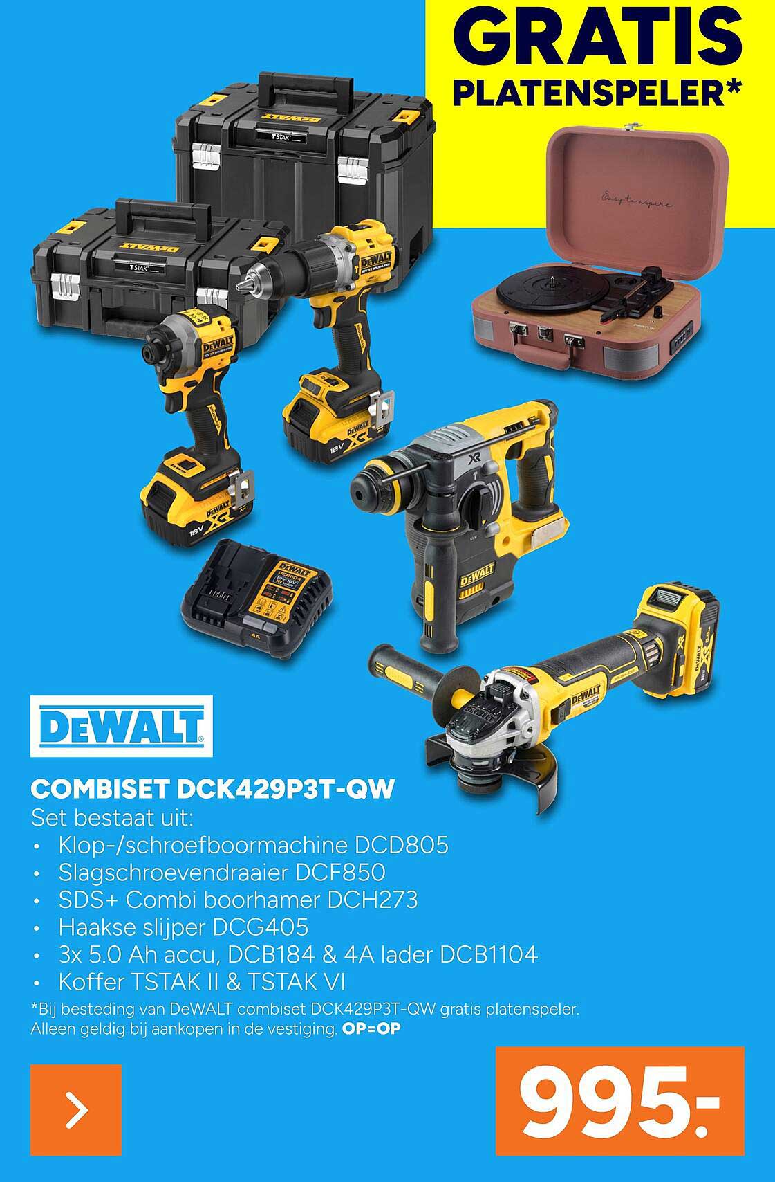 COMBISET DCK429P3T-QW GRATIS PLATENSPELER*