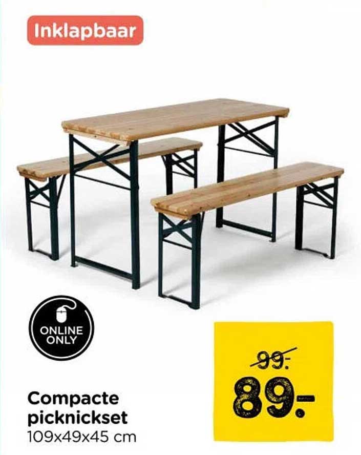 Compacte picknickset 109x49x45 cm Inklapbaar