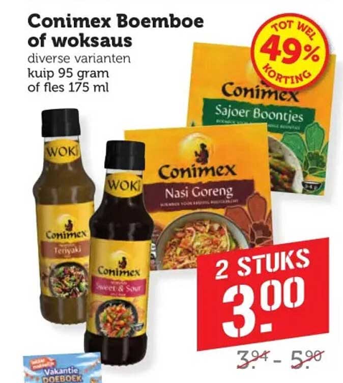 Conimex Boemboe of woksaus diverse varianten kuip 95 gram of fles 175 ml 2 STUKS 3.00