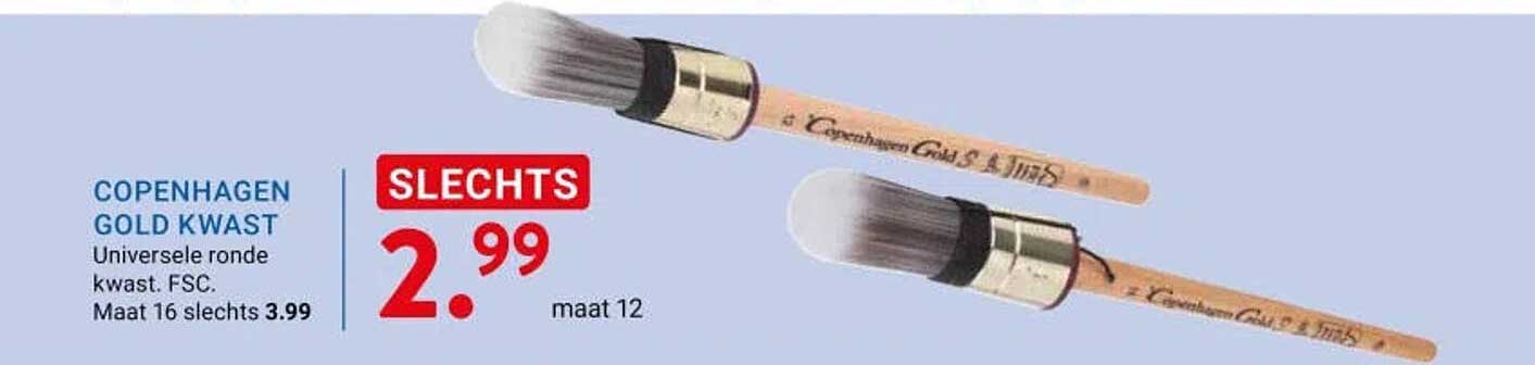 COPENHAGEN GOLD KWAST Universale ronde kwast. FSC. Maat 16 slechts 3.99