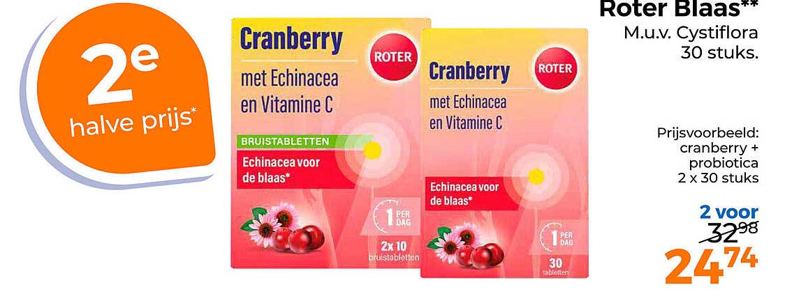 Cranberry met Echinacea en Vitamine C 2e halve prijs