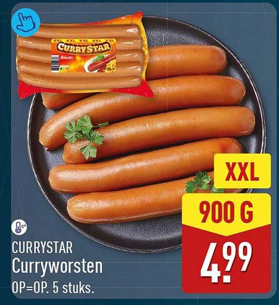 CURRYSTAR Curryworsten OP=OP. 5 stuks. XXL 900 G