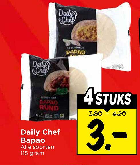 Daily Chef Bapao Alle soorten 115 gram 4 STUKS