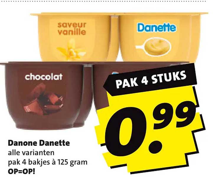 Danone Danette alle varianten pak 4 bakjes à 125 gram OP=OP! PAK 4 STUKS