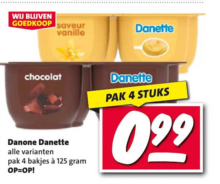 Danone Danette alle varianten pak 4 bakjes à 125 gram OP=OP! PAK 4 STUKS