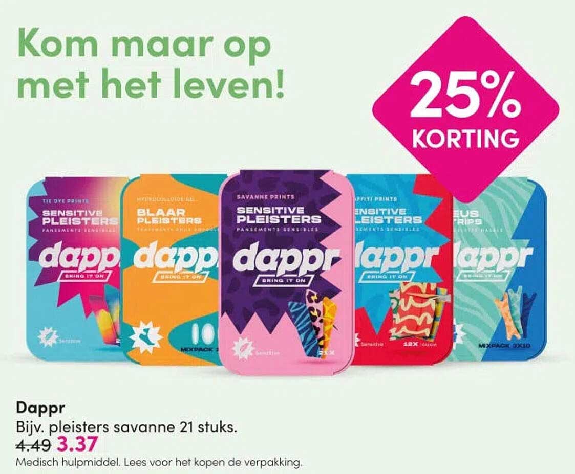 Dappr Bijv. pleisters savanne 21 stuks. 25% KORTING
