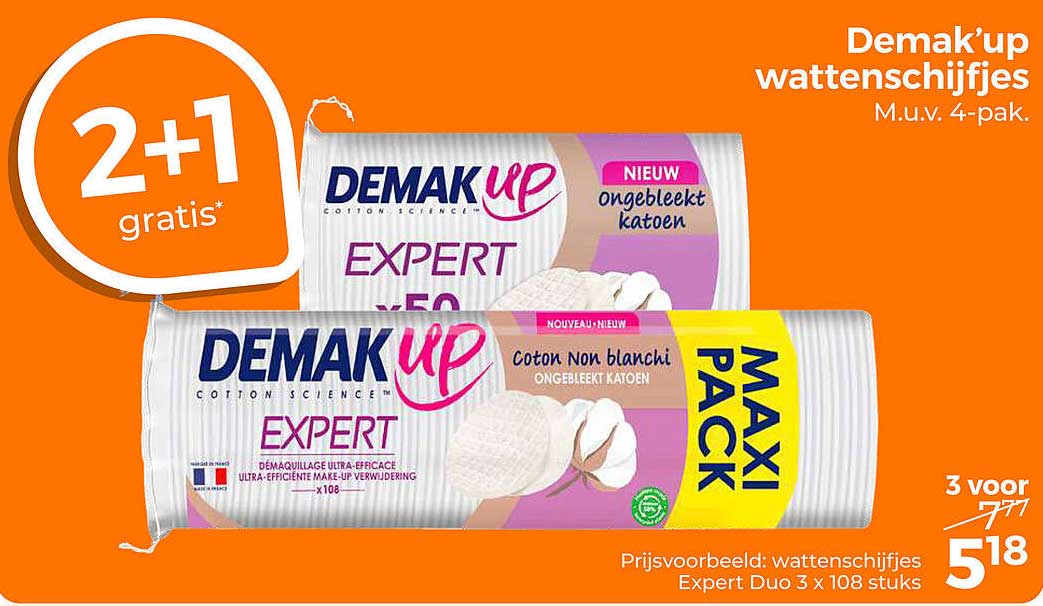 Demak'up wattenschijfjes M.u.v. 4-pak. 2+1 gratis