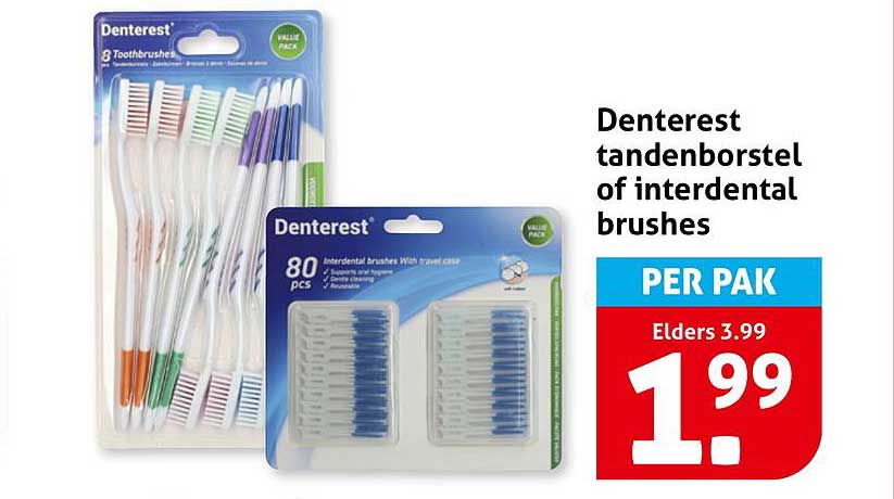 Denterest tandenborstel of interdental brushes PER PAK