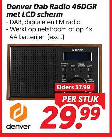 Denver Dab Radio 46DGR met LCD scherm