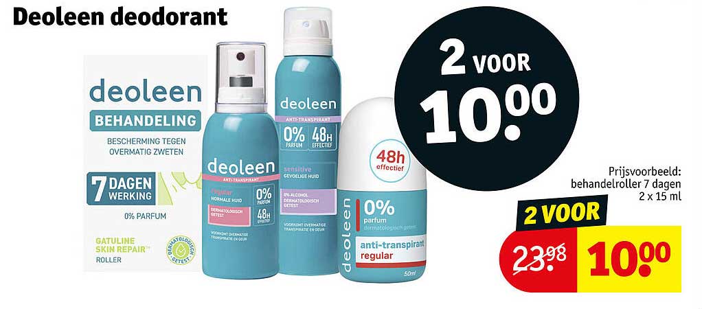 Deoleen deodorant 2 voor 10.00