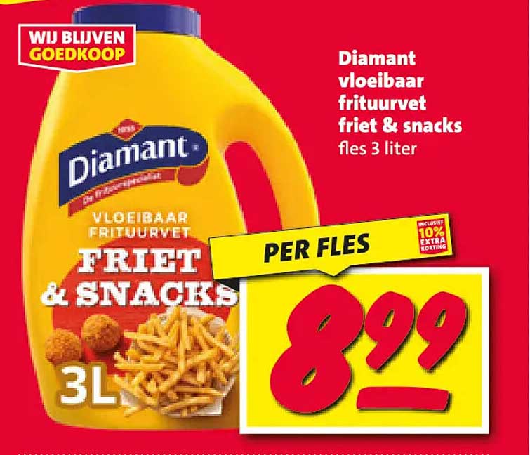 Diamant vloeibaar frituurvet friet & snacks fles 3 liter