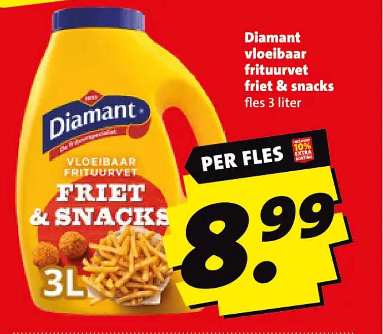 Diamant vloeibaar frituurvet friet & snacks fles 3 liter