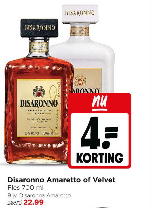 Disaronno Amaretto of Velvet Fles 700 ml 4.- korting
