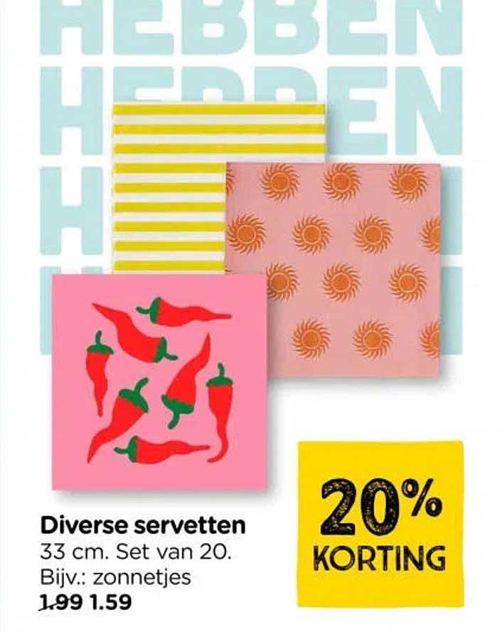 Diverse servetten 20% KORTING