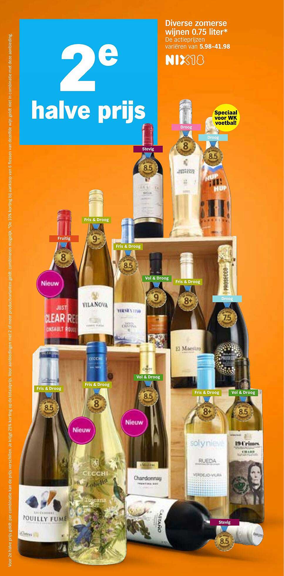 Diverse zomerse wijnen 0.75 liter* 2e halve prijs