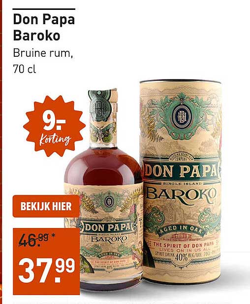 Don Papa Baroko Bruine rum, 70 cl