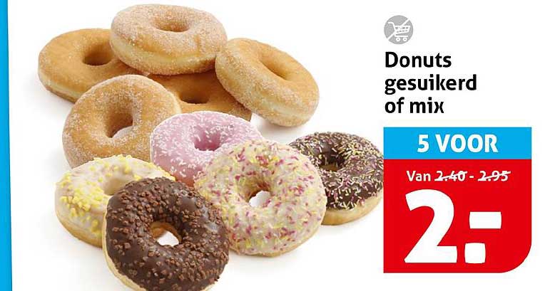Donuts gesuikerd of mix 5 VOOR