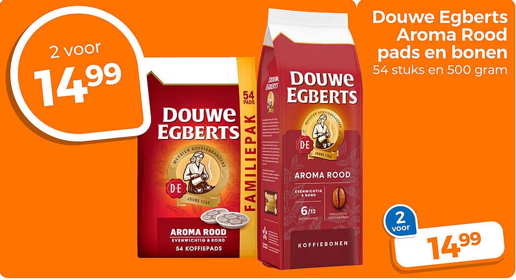Douwe Egberts Aroma Rood pads en bonen 54 stuks en 500 gram