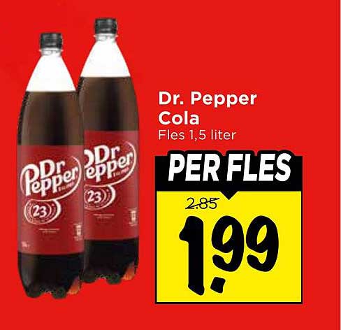 Dr. Pepper Cola Fles 1,5 liter PER FLES
