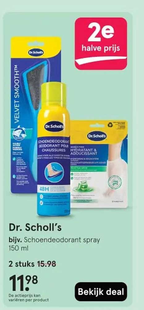 Dr. Scholl's bijv. Schoendeodorant spray 150 ml 2e halve prijs