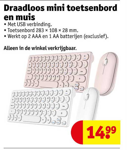 Draadloos mini toetsenbord en muis