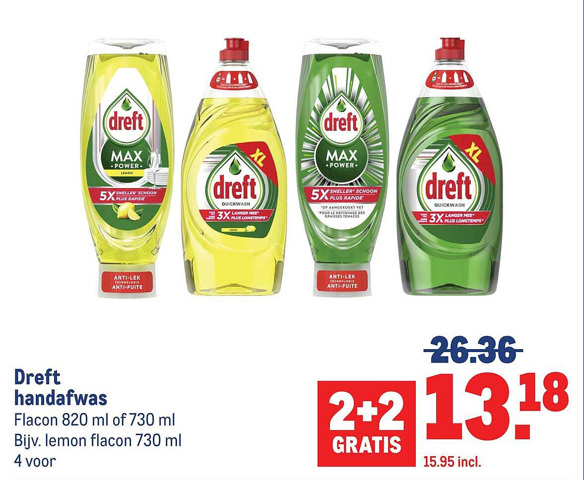Dreft handafwas 2+2 gratis
