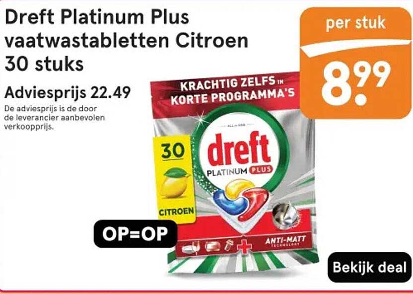 Dreft Platinum Plus vaatwastabletten Citroen 30 stuks