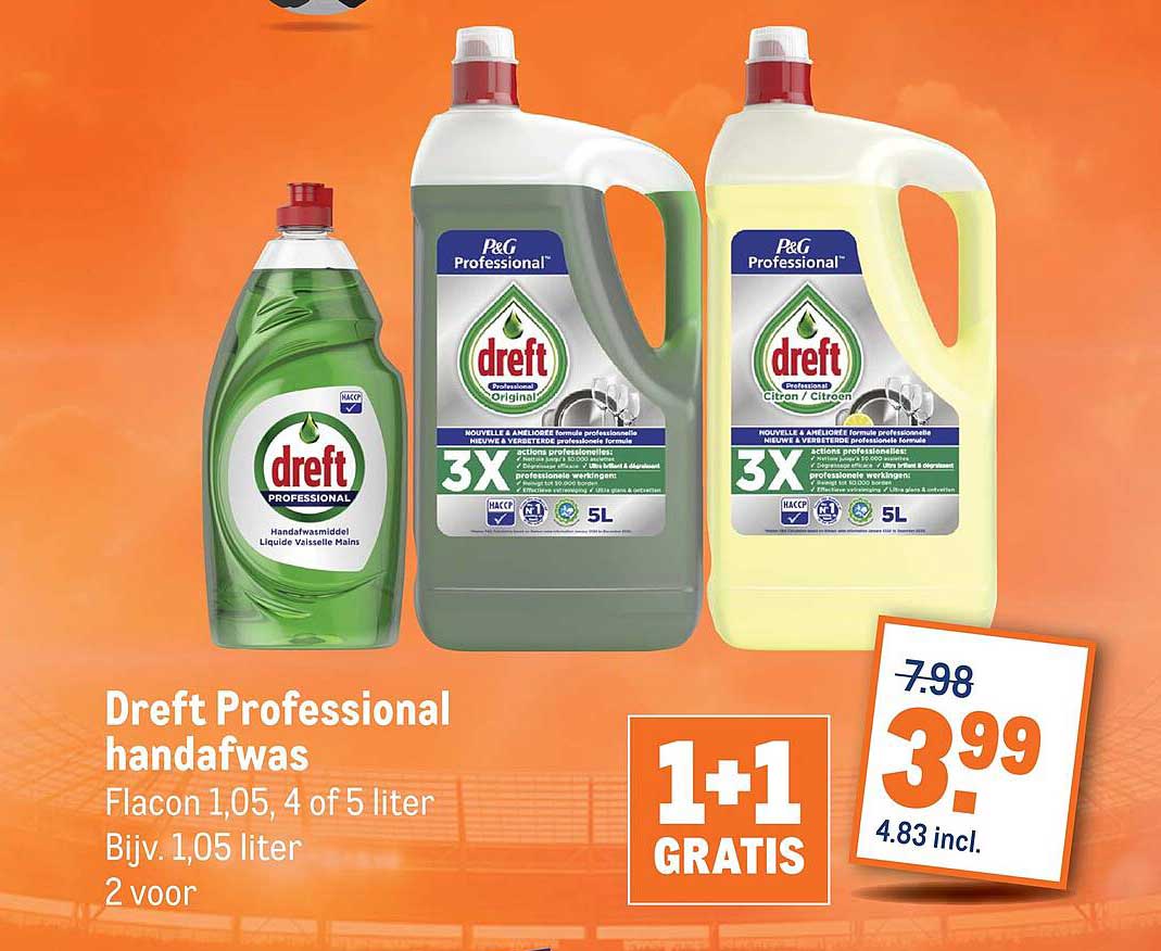 Dreft Professional handafwas 1+1 GRATIS